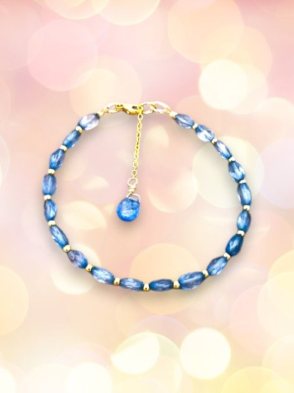 Handmade Iolite and Tanzanite Gemstone Bracelet in 14k Gold Fill